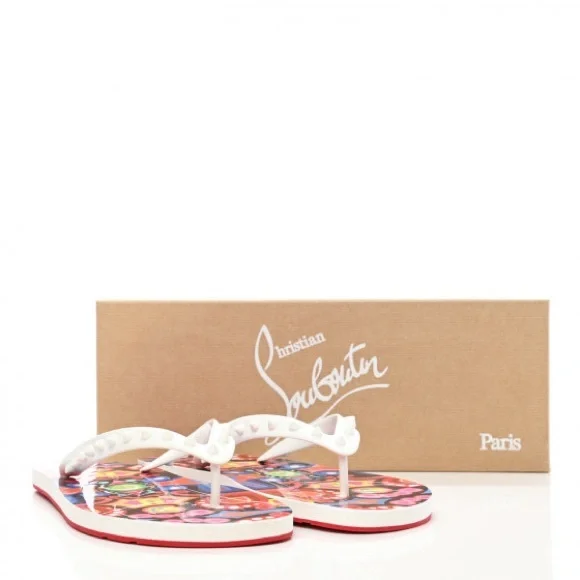 Christian Louboutins Flip Flat Tívoli/White Marine size 45 CHRISTIAN LOUBOUTIN Super Loubi studded rubber flip flops  main image 3